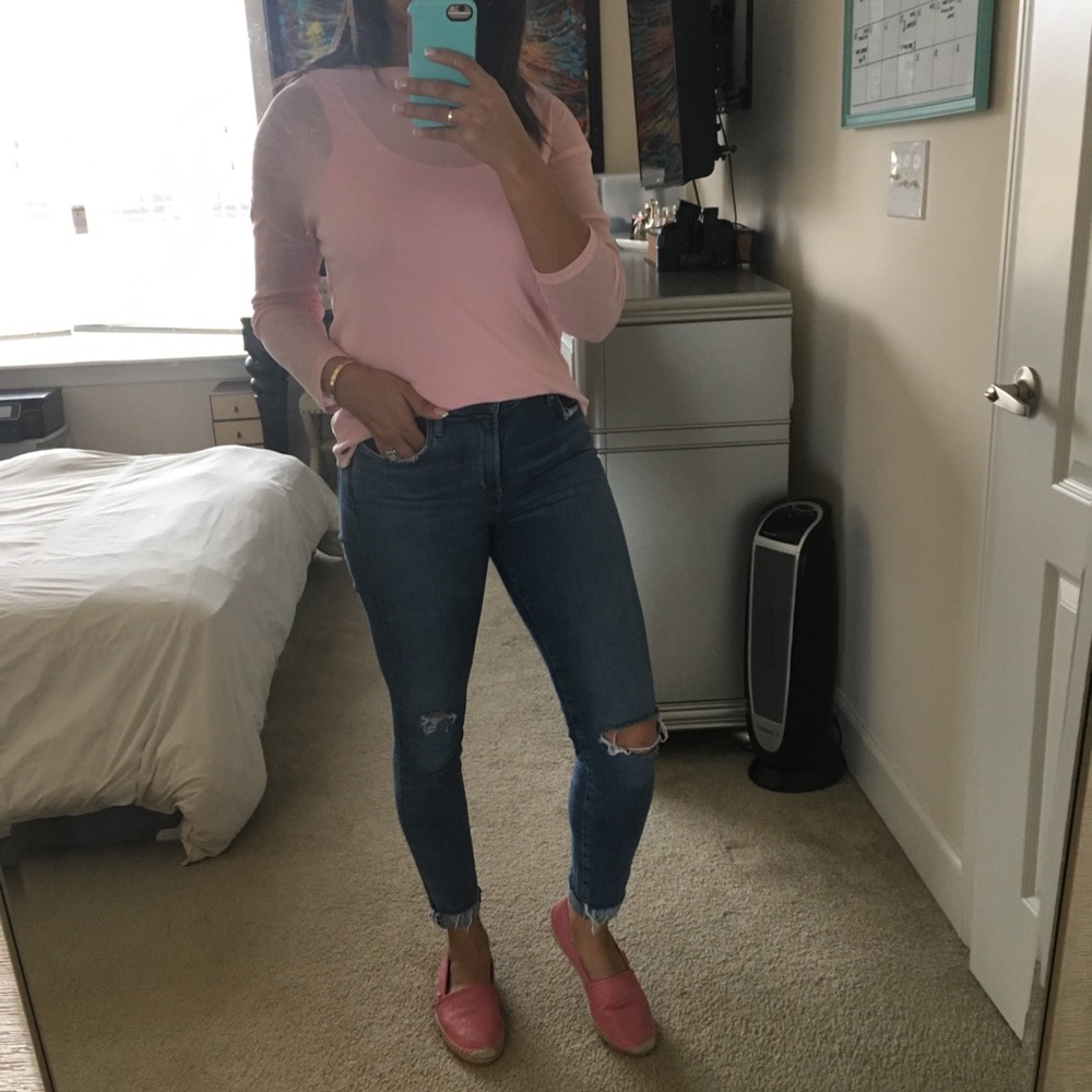 Armani exchange pink long sleeve shirt